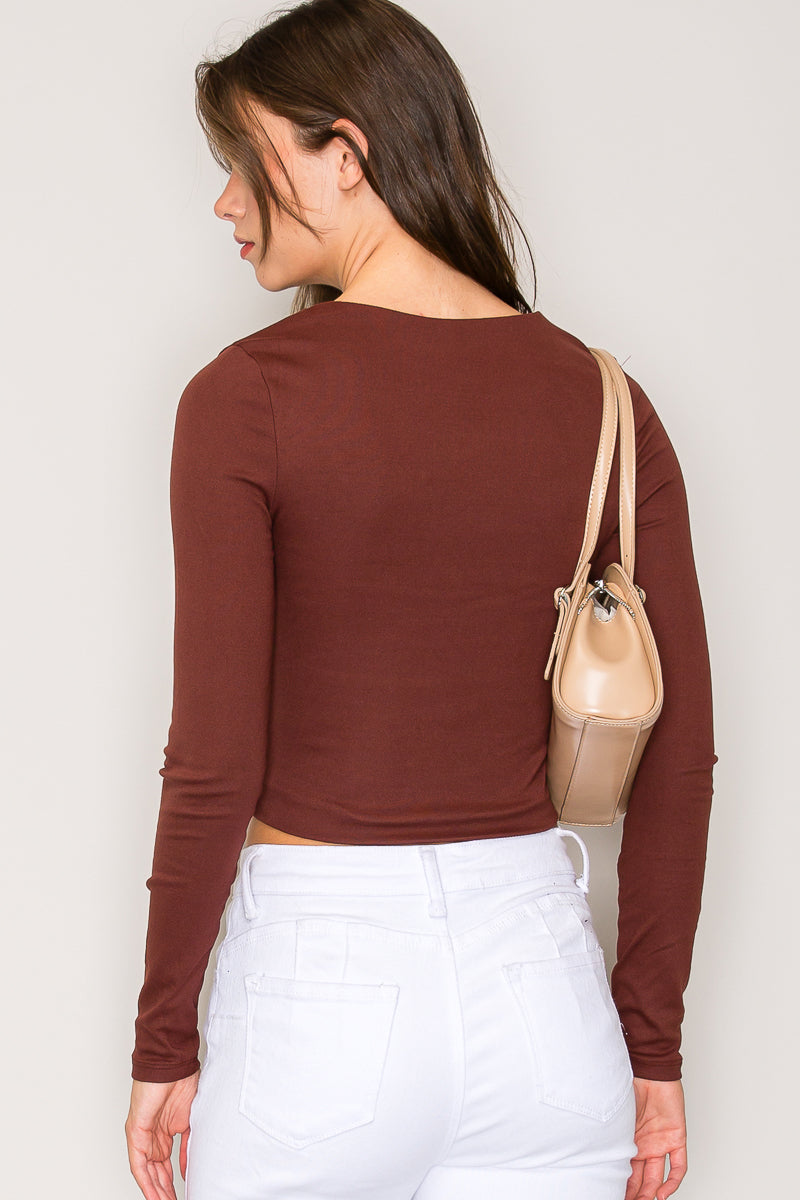 TZ8473 | Double Layer Crew Neck Ribbed Crop Top – Popular 21