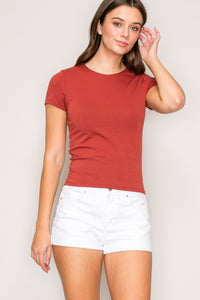 TY70078 | Double Layer Crew Neck Short Sleeve Cotton Tee