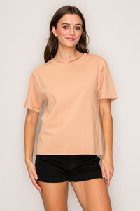 TY70746 | Crew Neck Short Sleeve Cotton Boyfriend Boxy Tee