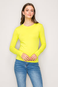 TZ7464 | Crew Neck Long Sleeve Cotton Span Knit Tee