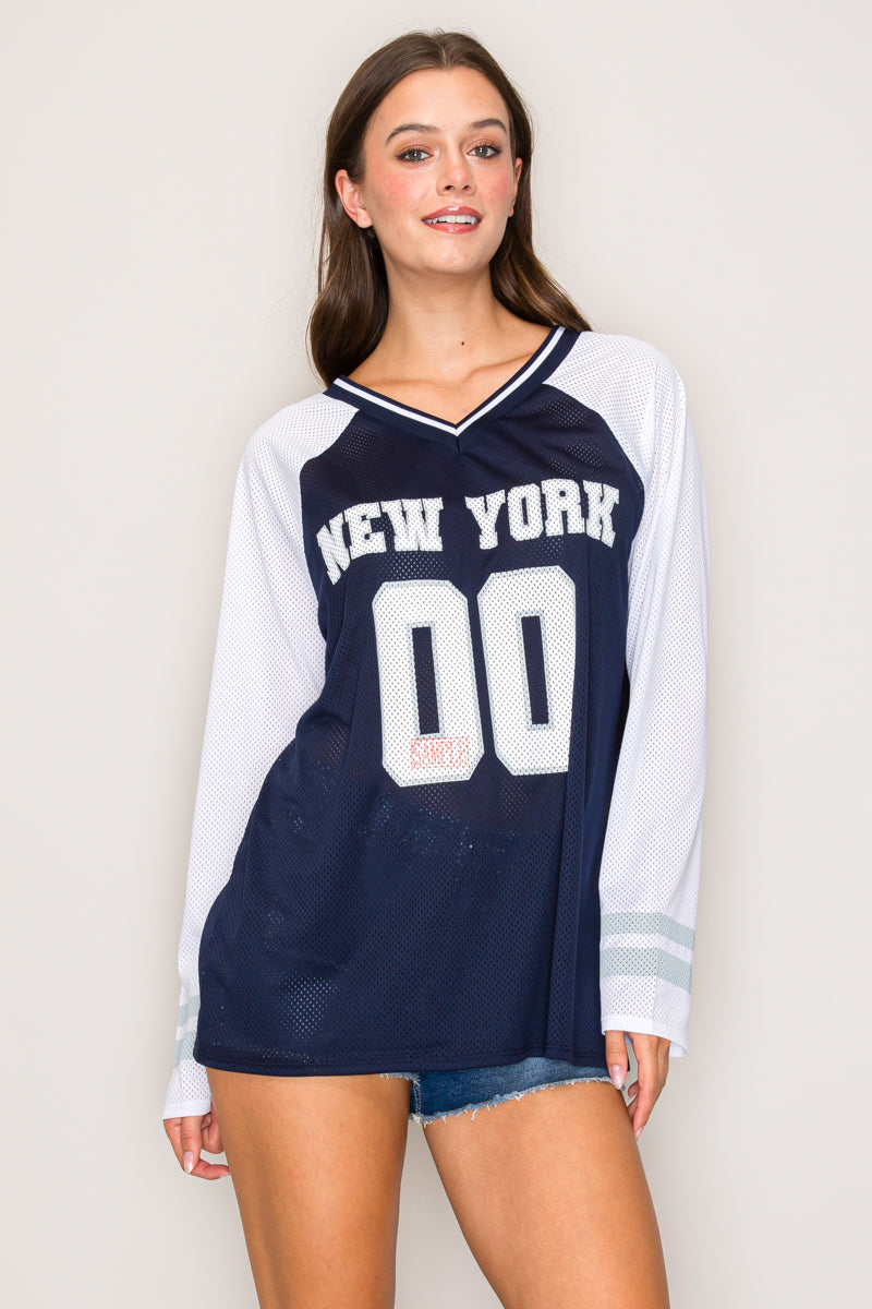 TZ44230-NY00SP | Oversized Long Sleeve Football Jersey with Screen