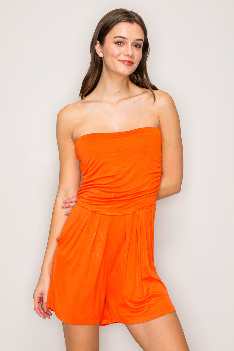 一度着用★ VEST SET BARE TOP ROMPERS RX0011 | Sleeveless Tube Romper High Waist Short Romper