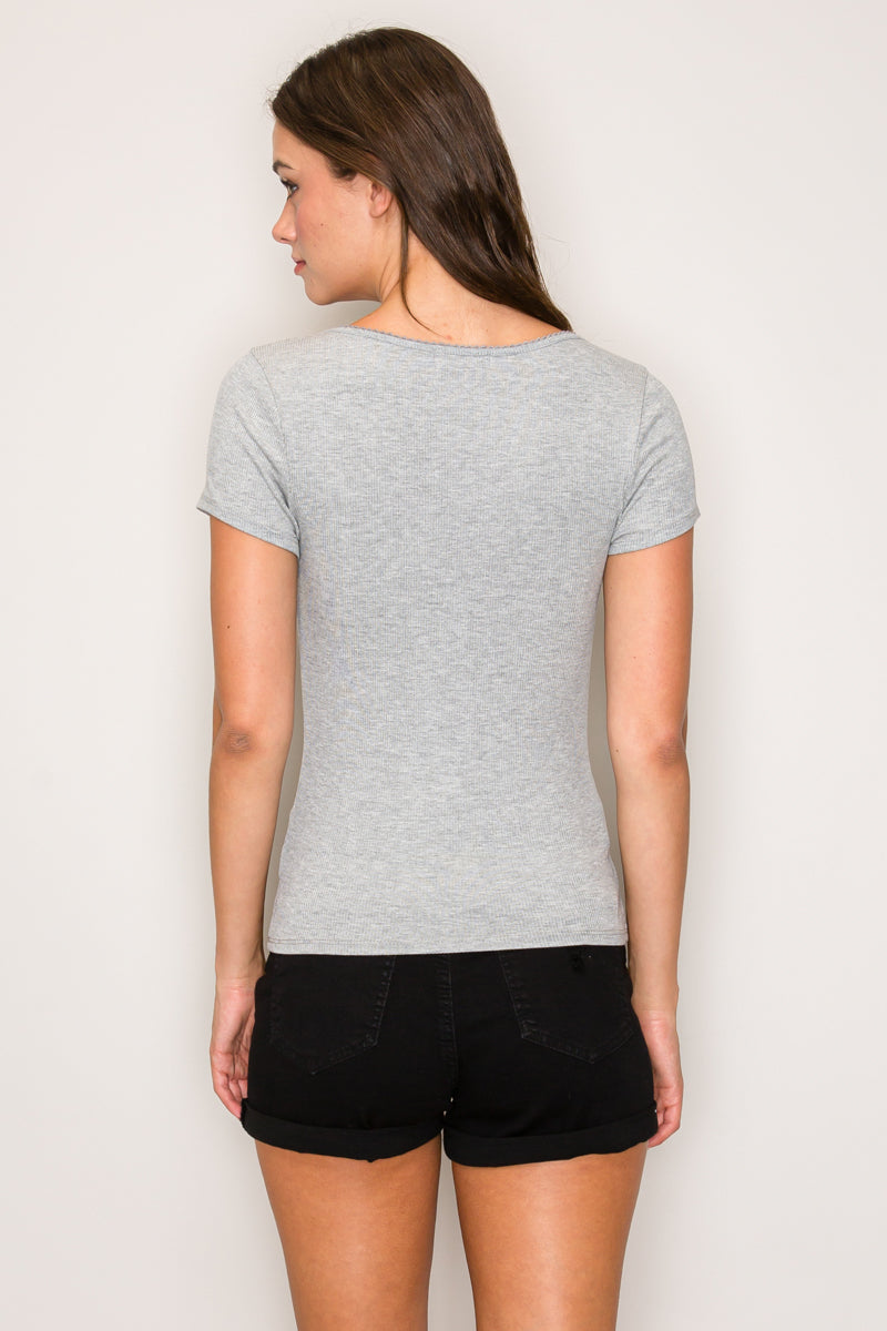 TY71000-1 | Deep Scoop Neck Short Sleeve Top – Popular 21