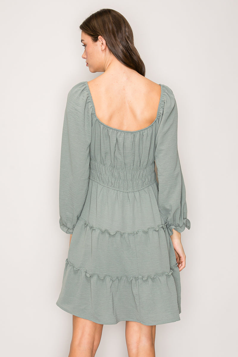 【新品未着用】Volume Sleeve Mini Dress Dresses | Paisley Chiffon Volume Sleeve Ruched Waist Mini