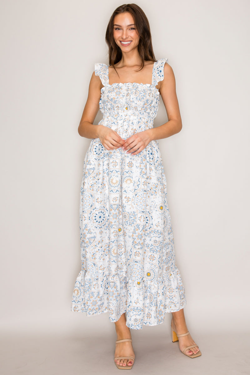 flutter strap maxi dress Blush Floral Flutter Strap Maxi Dress M