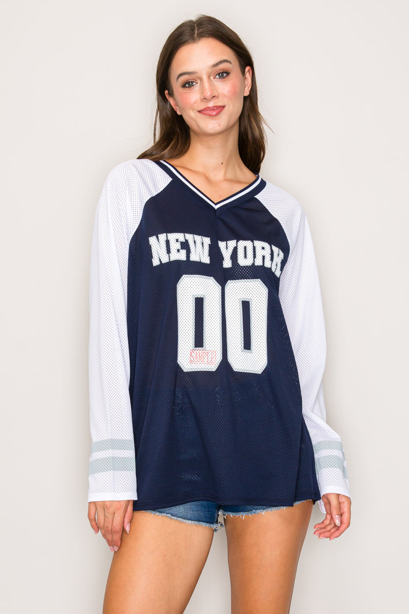 TZ44230-NY00SP | Oversized Long Sleeve Football Jersey with Screen