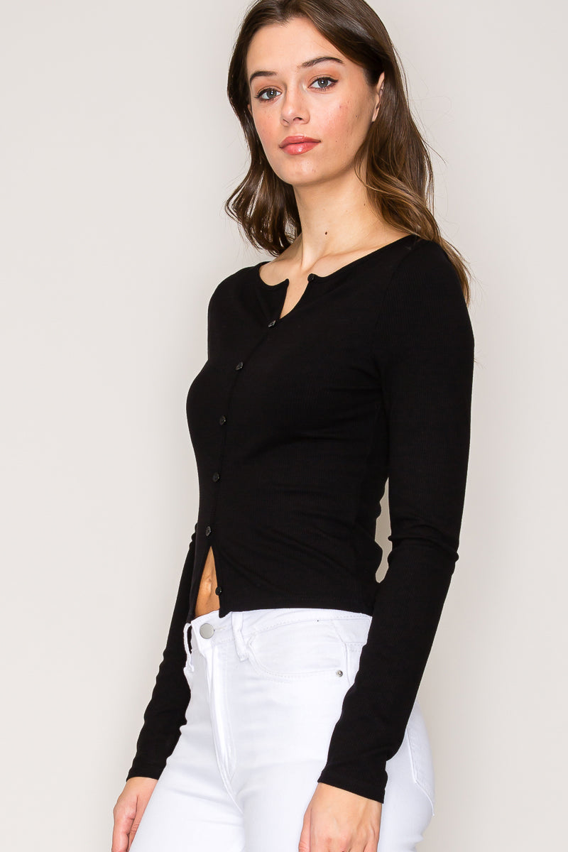 ★24-25FW★RONRON★EYELET HEART BUTTON HENRYNECK LONG SLEEVE RONRON EYELET HEART BUTTON HENRYNECK LONG SLEEVE FLORAL