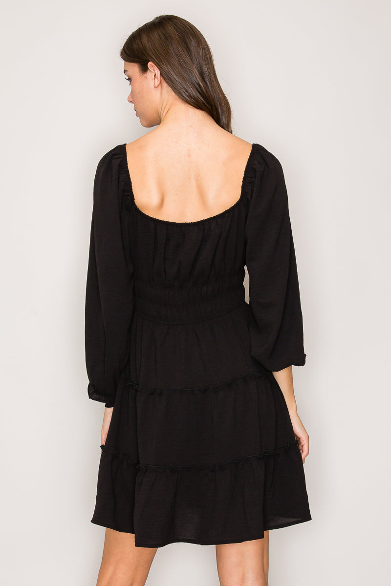 【新品未着用】Volume Sleeve Mini Dress DZ4636 | Long Sleeve Tiered Mini Dress – Popular 21